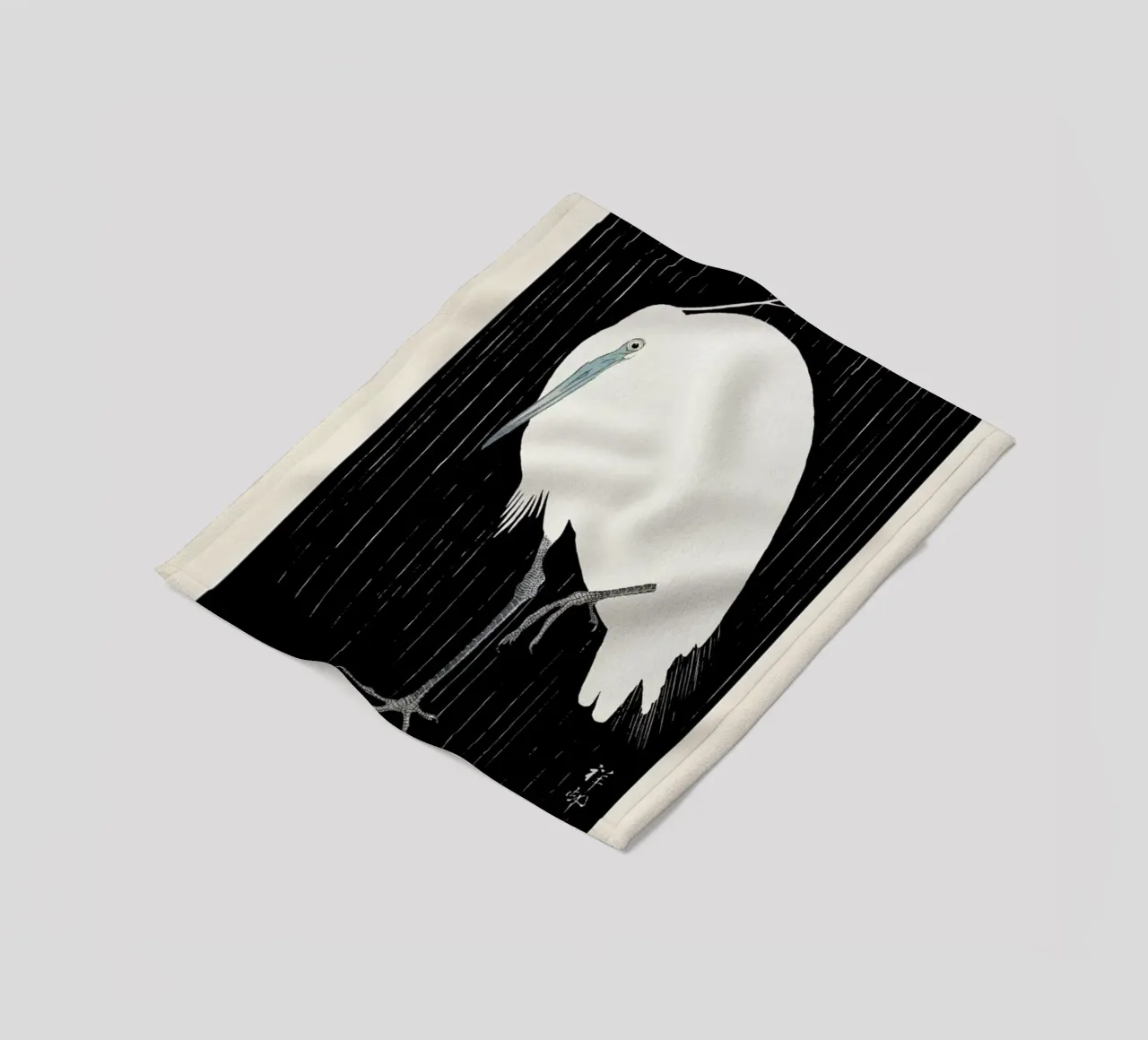 Koson - Egret in the Rain coperta in pile da Vintage by JUNIQE