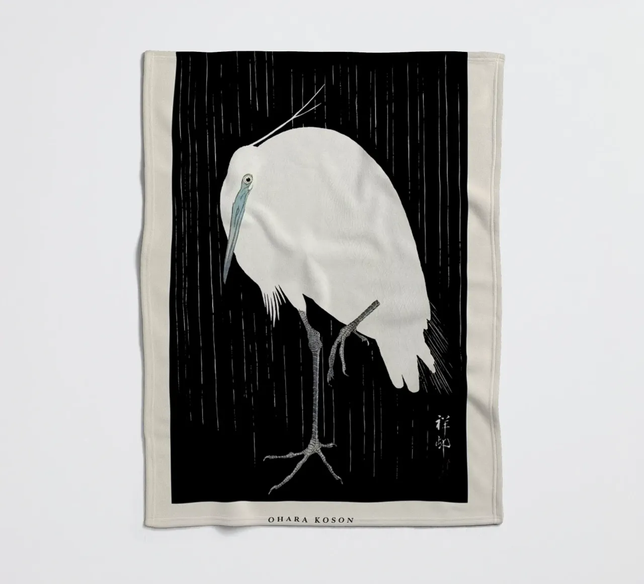 Koson - Egret in the Rain coperta in pile da Vintage by JUNIQE