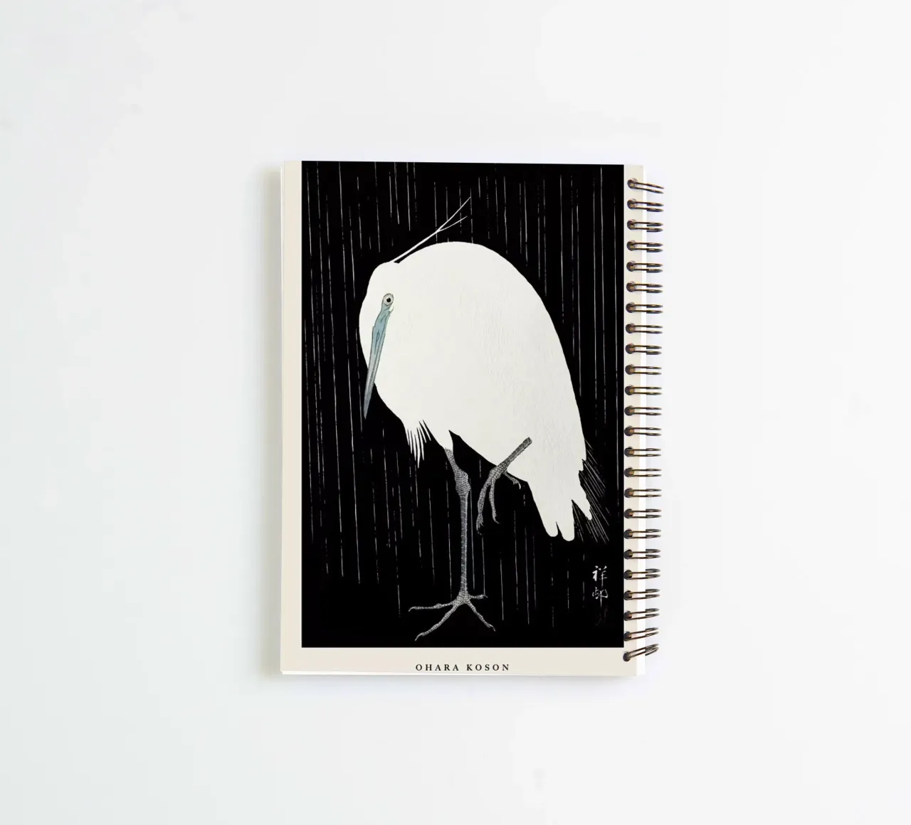 Koson - Egret in the Rain diario ad anelli da Vintage by JUNIQE
