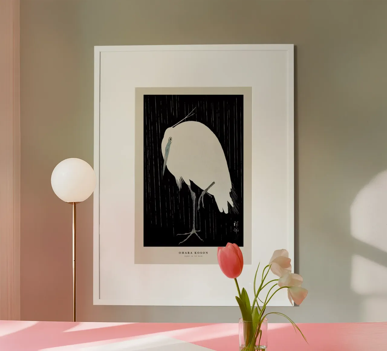 Koson - Egret in the Rain poster da Vintage by JUNIQE