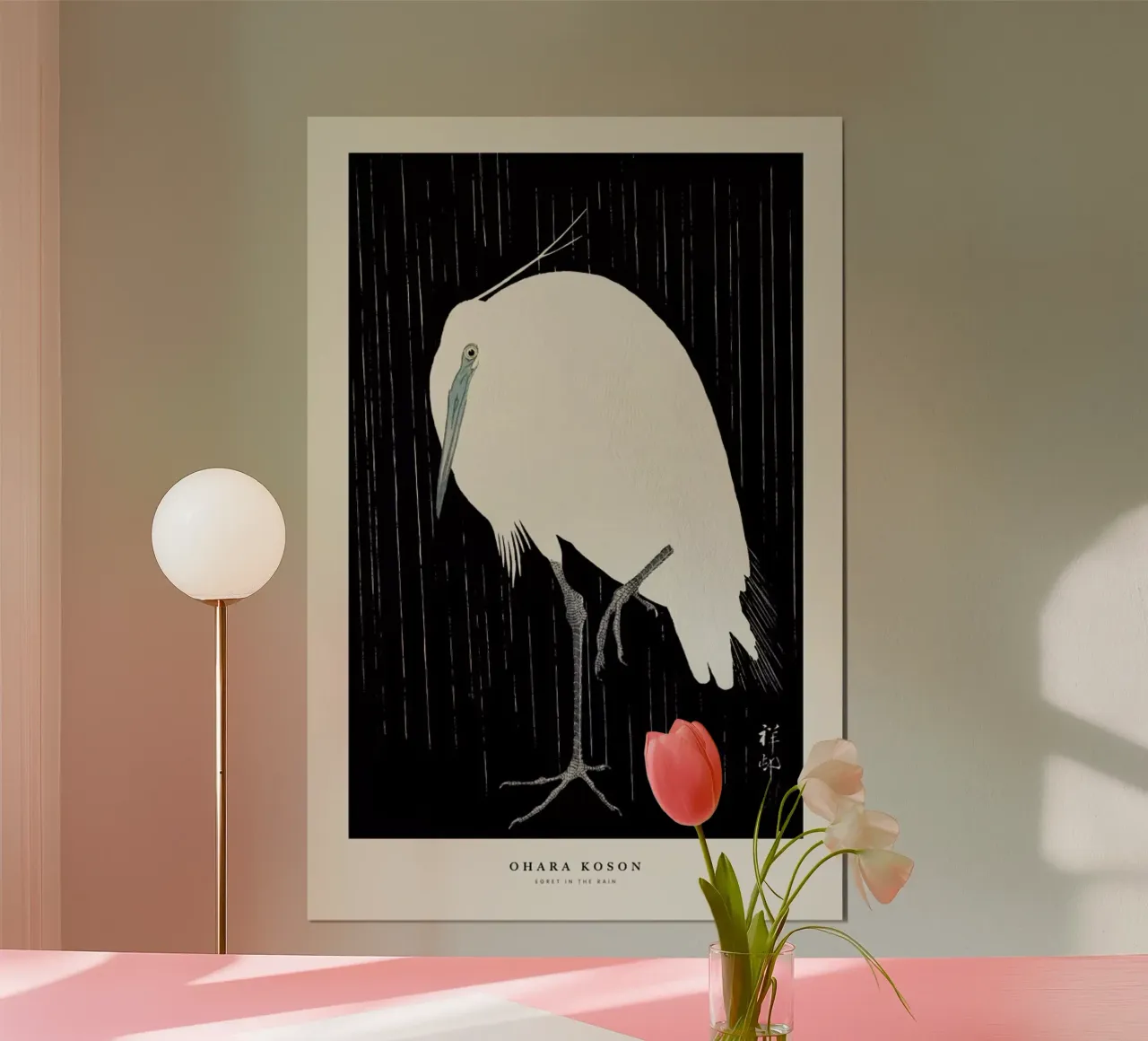 Koson - Egret in the Rain poster da Vintage by JUNIQE
