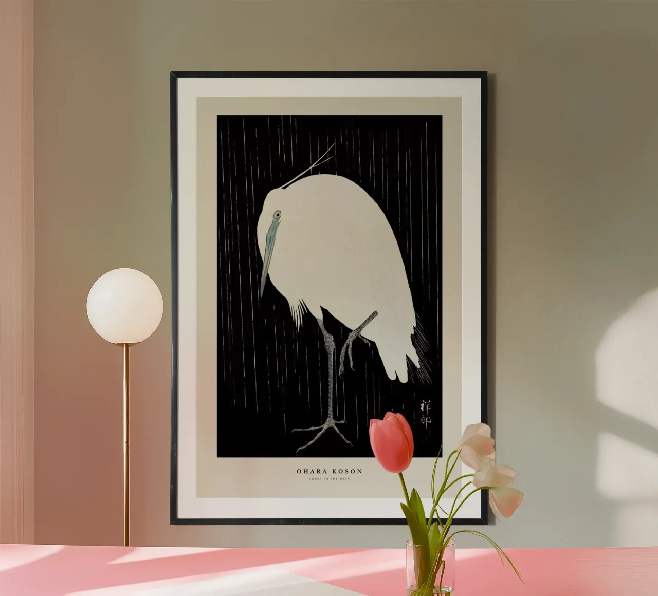 Koson - Egret in the Rain poster da Vintage by JUNIQE