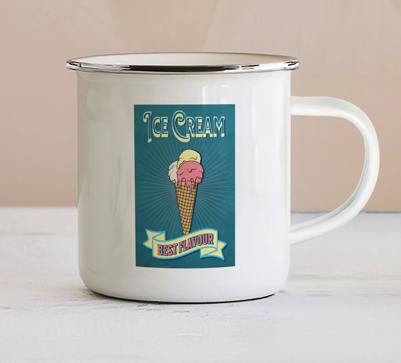 Retro Ice Cream Cone Poster | Best Flavour tazza in smalto da Une Affaire de Filles