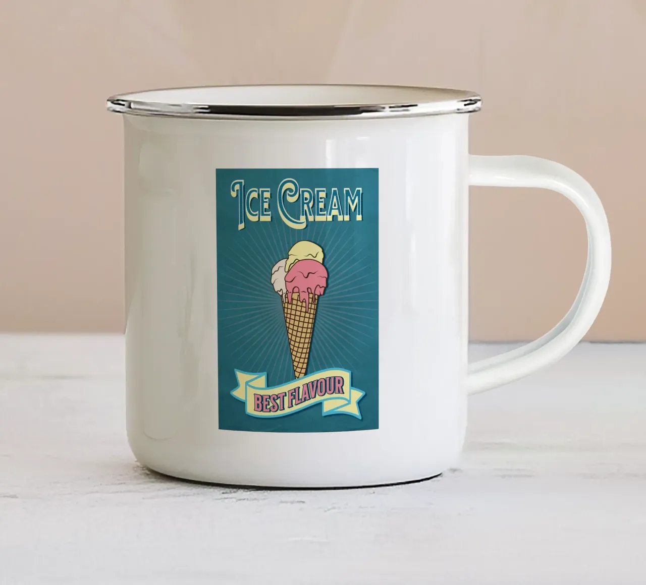 Retro Ice Cream Cone Poster | Best Flavour tazza in smalto da Une Affaire de Filles
