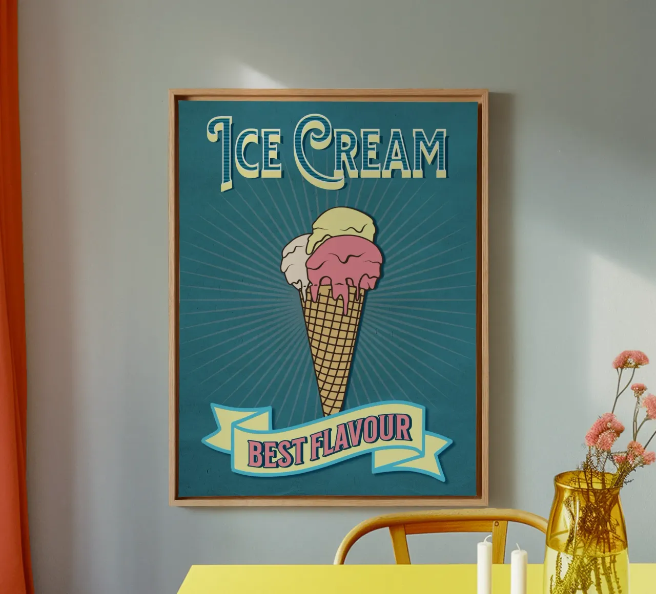 Retro Ice Cream Cone Poster | Best Flavour canvas by Une Affaire de Filles