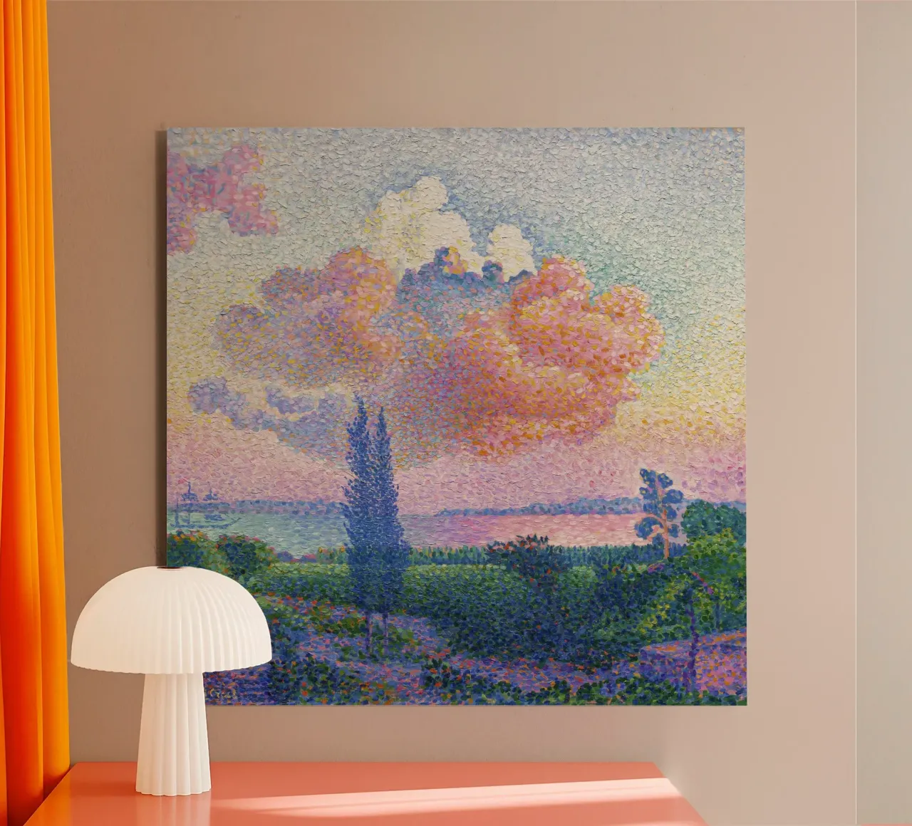 Henri-Edmond Cross - La nuvola rosa (1896) alluminio dibond da Venus Art