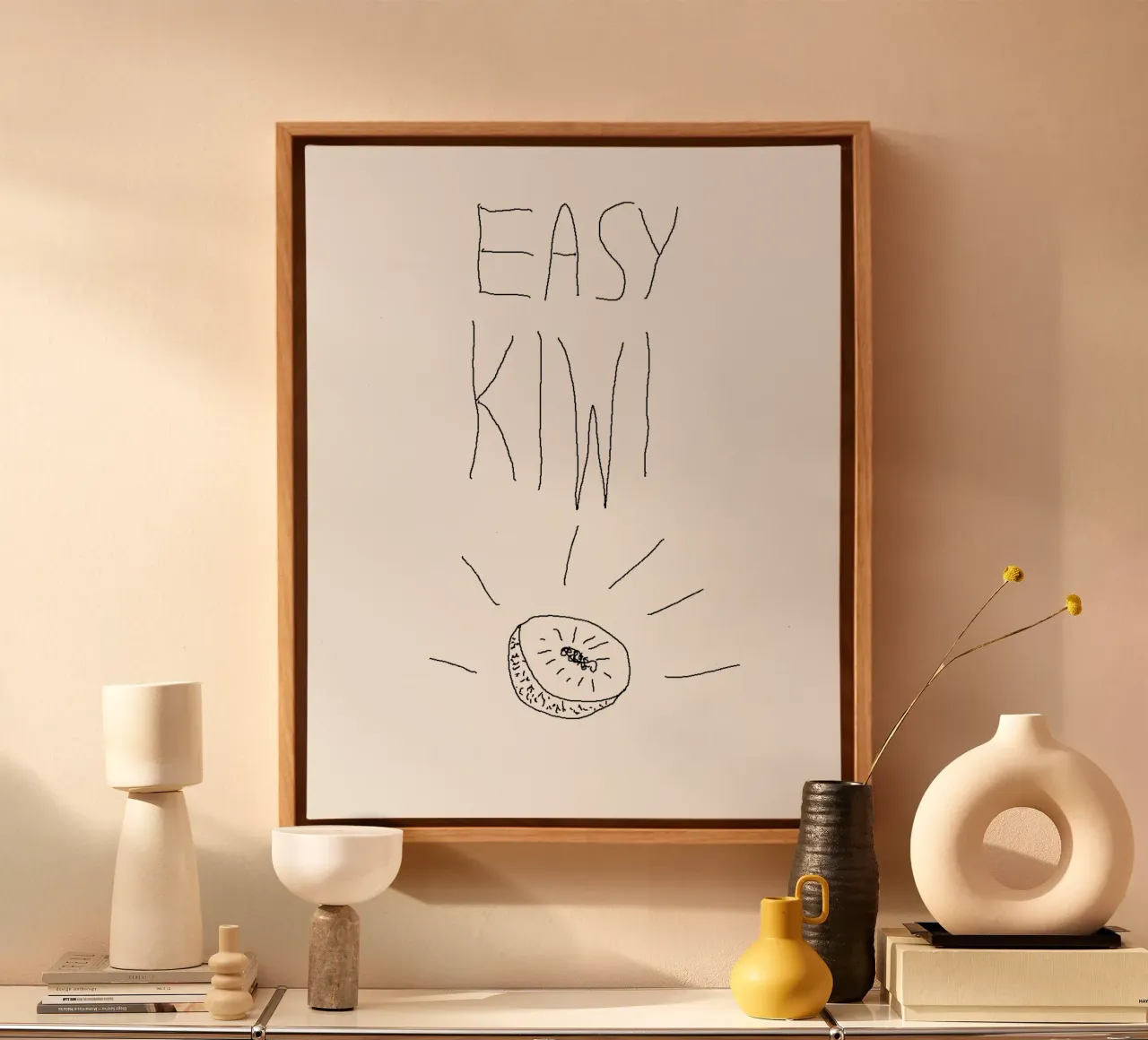 Easy Kiwi: Simply Irresistible canvas met Baklijst van FruityNoodly