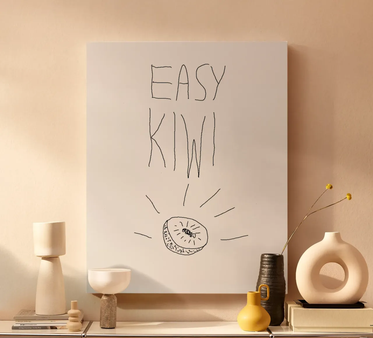 Easy Kiwi: Simply Irresistible canvas met Baklijst van FruityNoodly