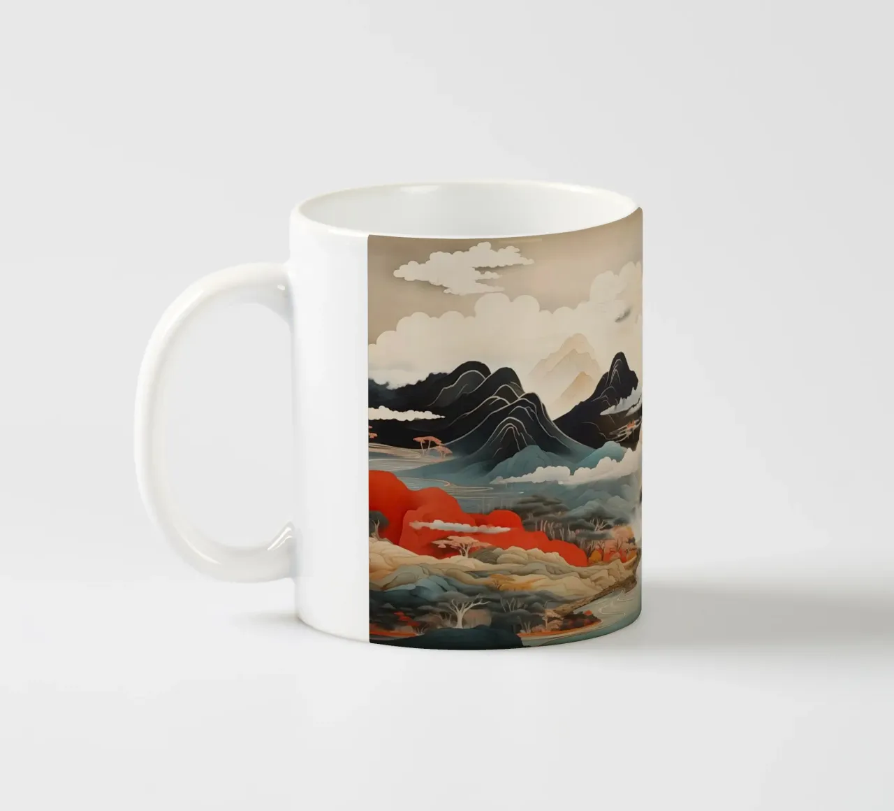 Abstrakte japanische Landschaft Keramik Tasse von Imagine