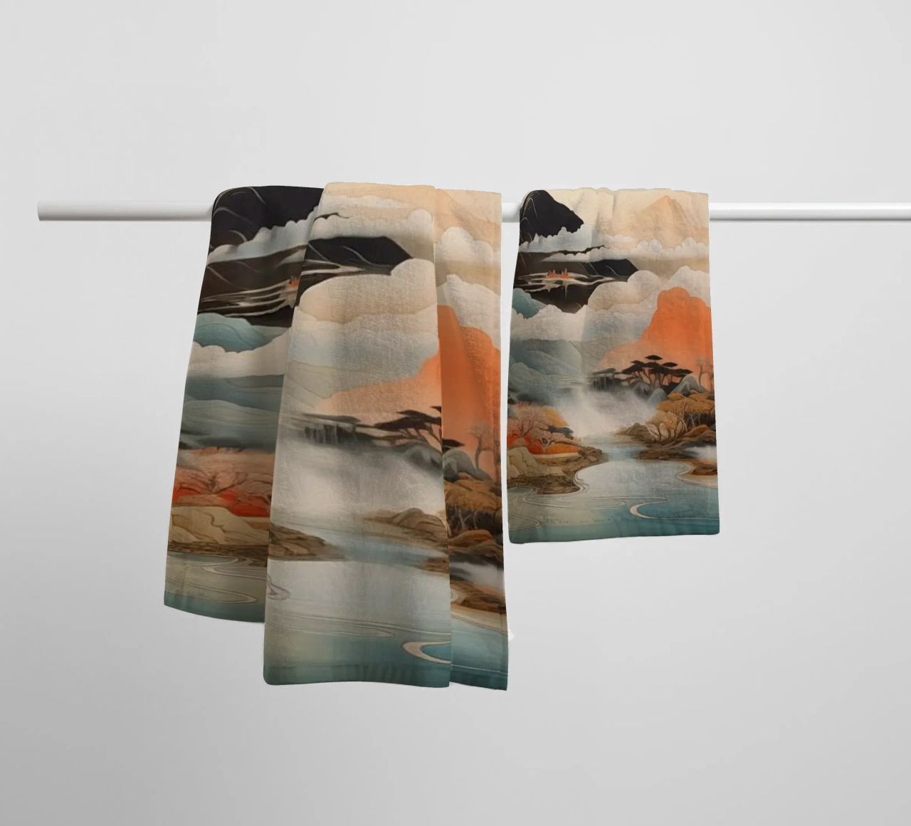 Abstract Japans landschap badhanddoek van Imagine