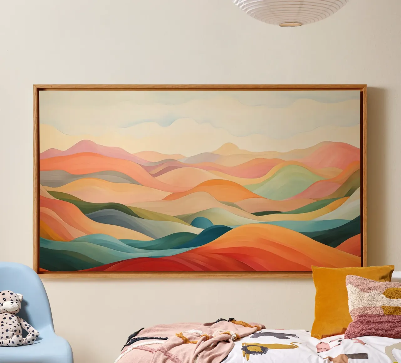 Abstract landschap canvas met Baklijst van Imagine