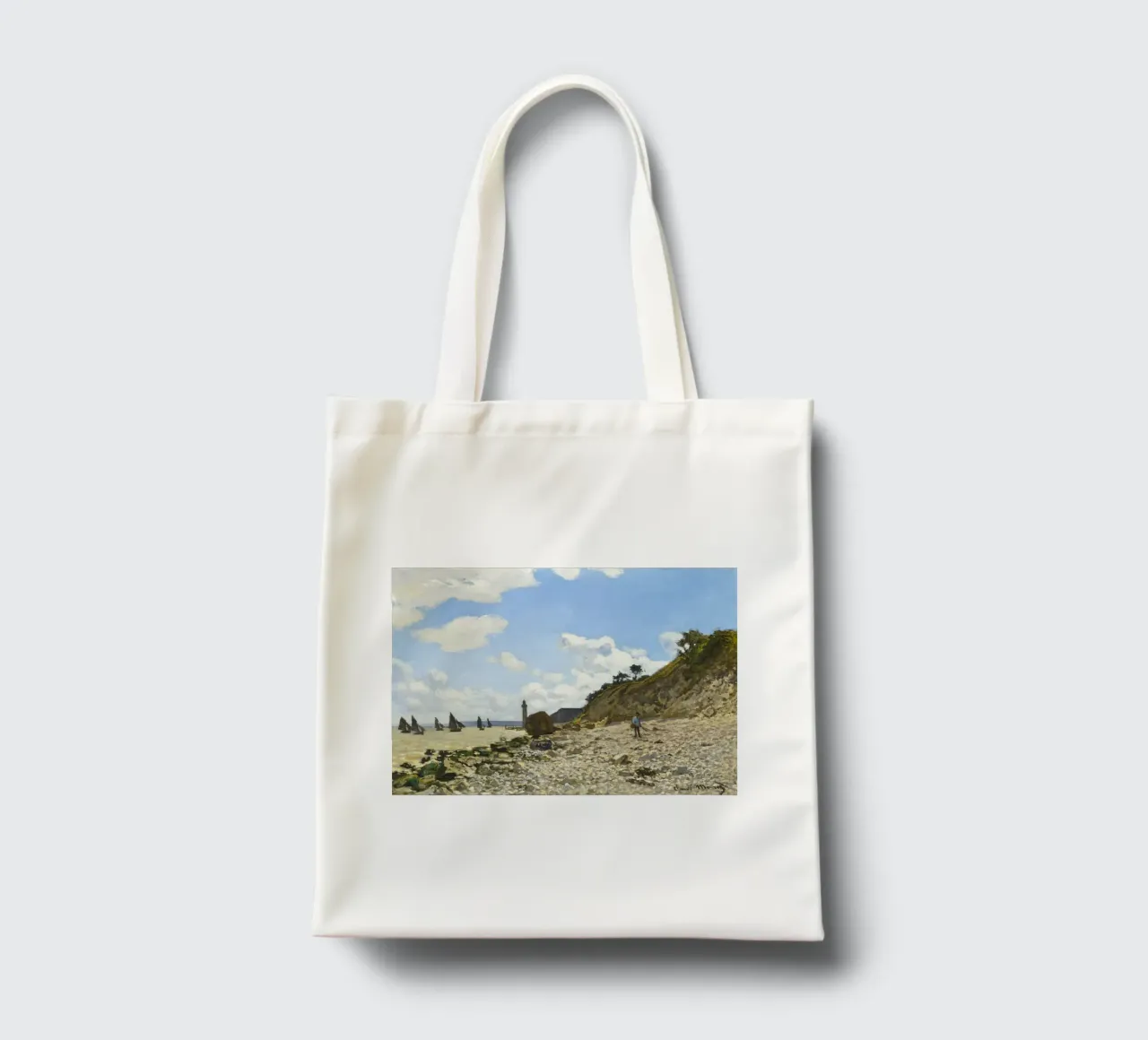 Claude Monet – The Beach at Honfleur (1864–1866) Jutebeutel von Monet Art Prints