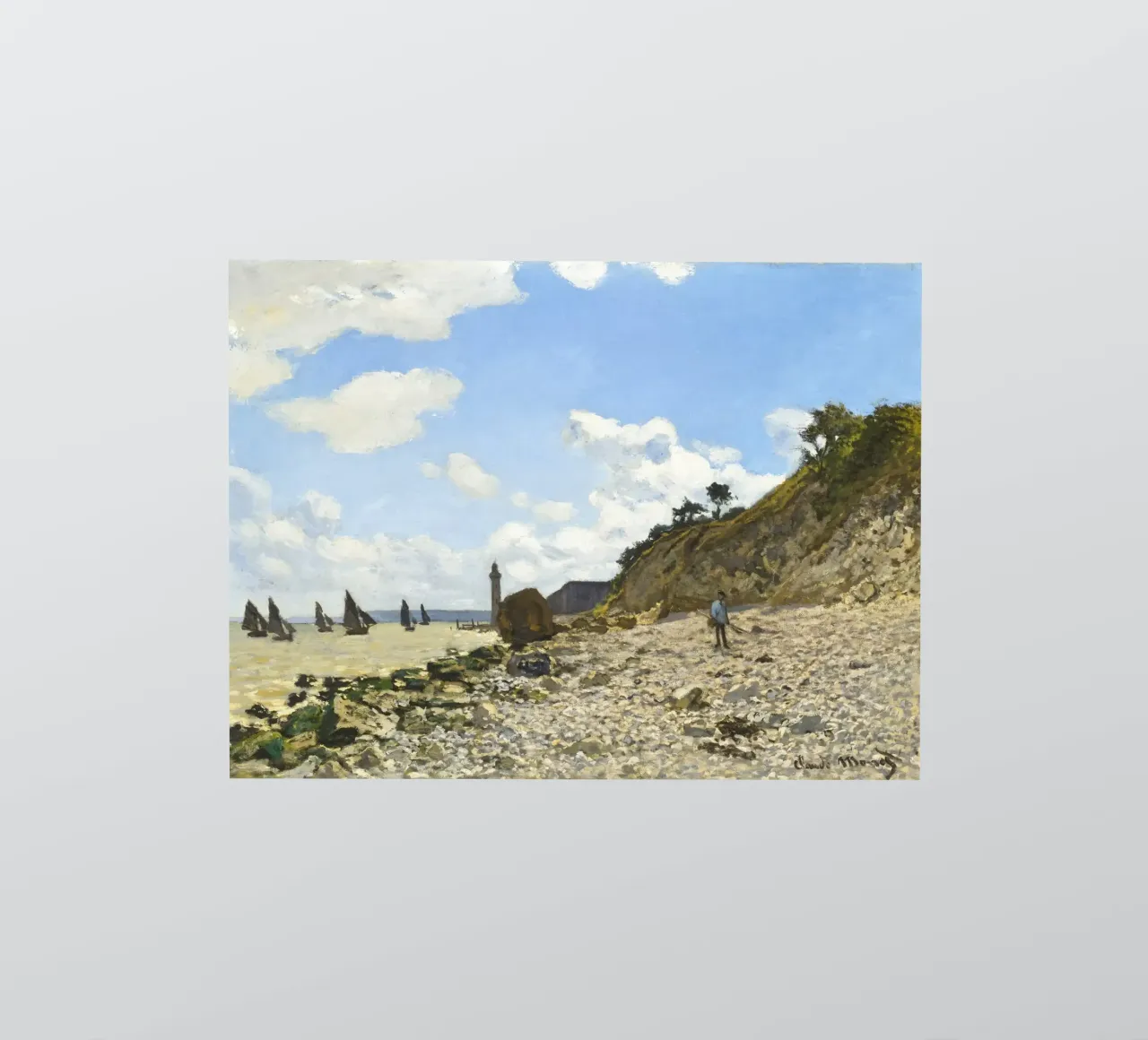 Claude Monet – The Beach at Honfleur (1864–1866) sticker by Monet Art Prints