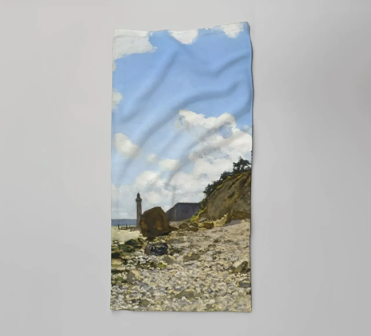 Claude Monet – The Beach at Honfleur (1864–1866) asciugamano da bagno da Monet Art Prints
