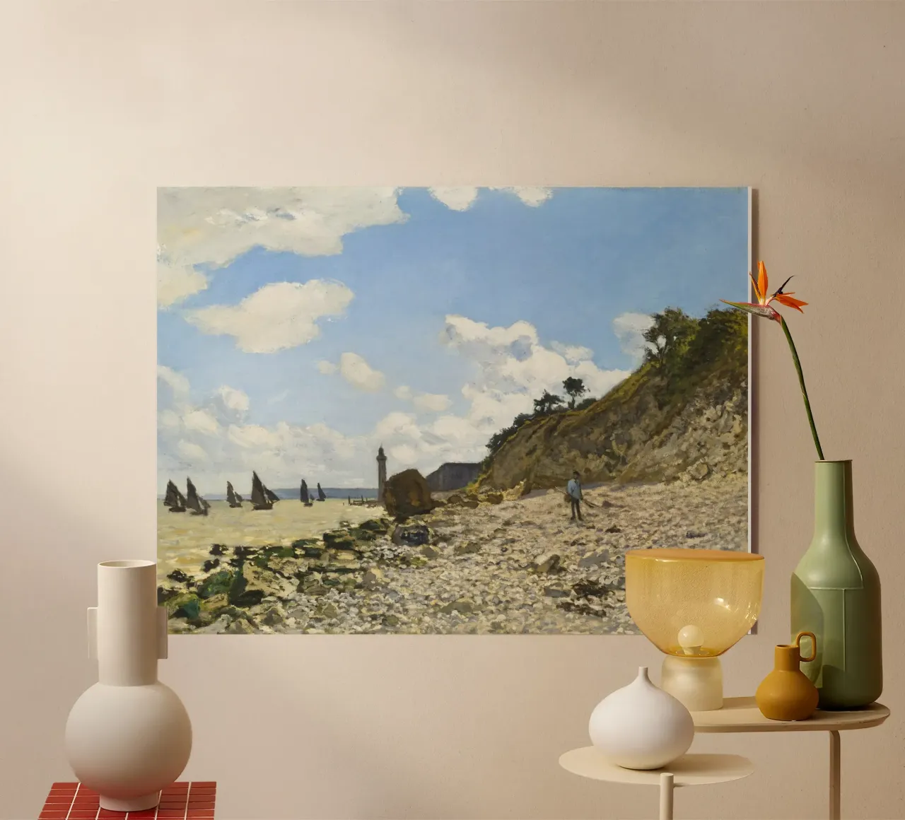 Claude Monet – The Beach at Honfleur (1864–1866) plexiglass da Monet Art Prints