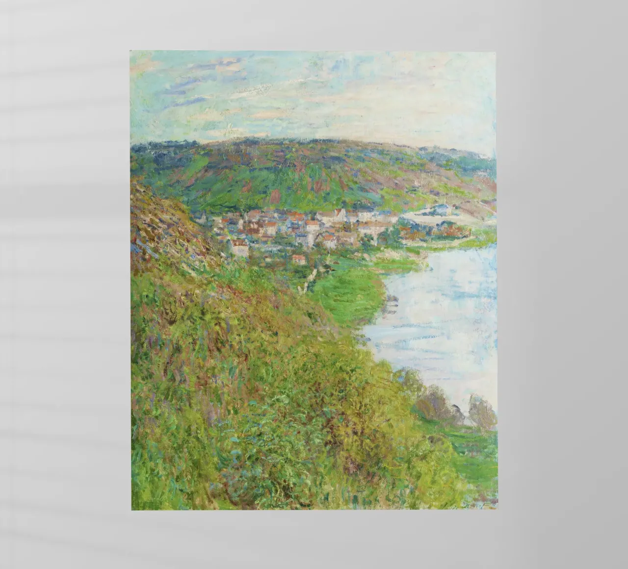 Claude Monets Gezicht op Vétheuil (1880) backlit folie van Monet Art Prints