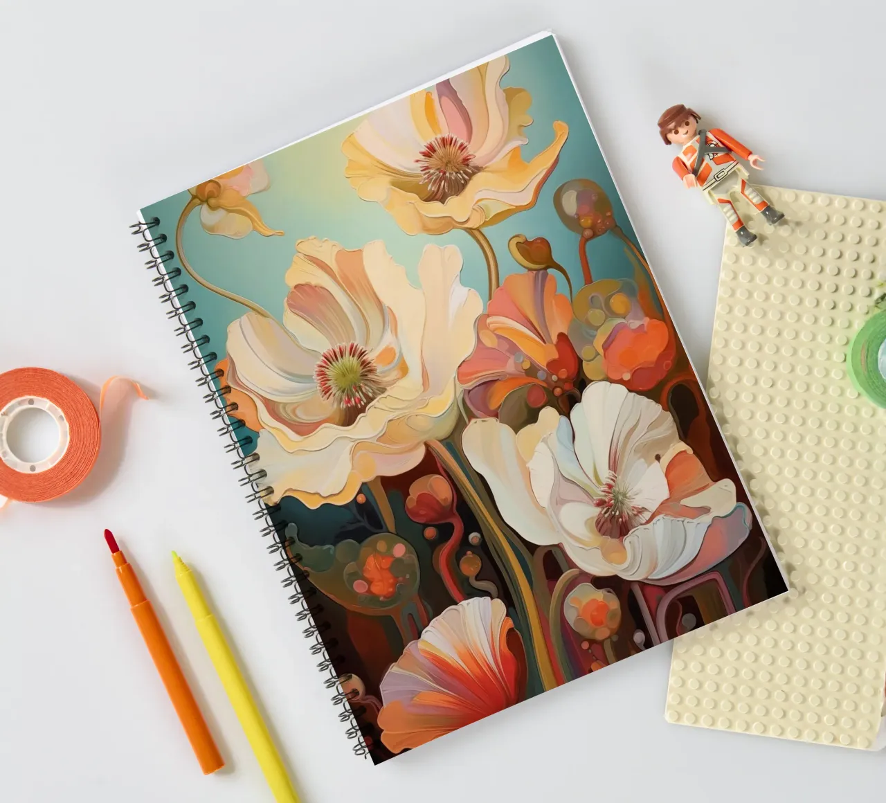 Abstract flowers spiral notebook by Imagine