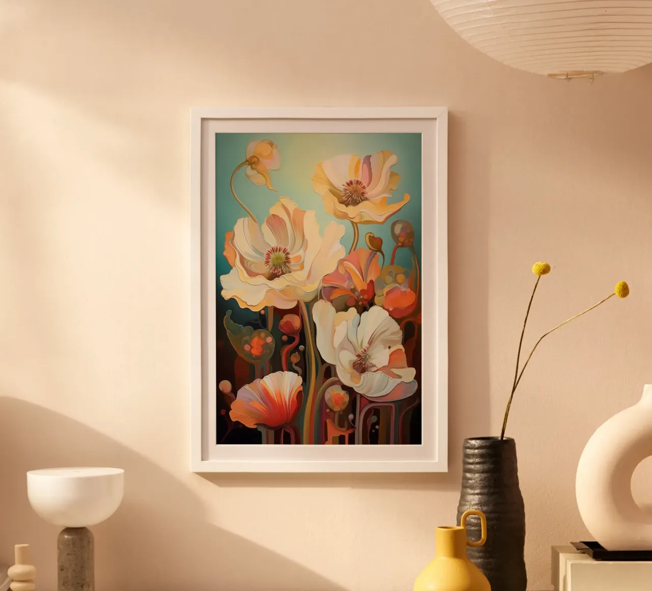 Abstracte bloemen hahnemühle van Imagine