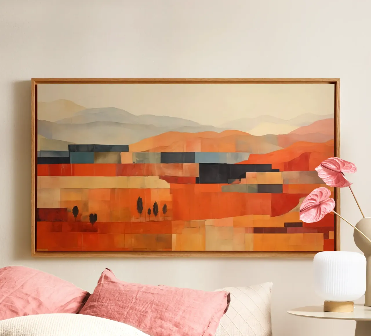 Abstract land canvas met Baklijst van Imagine