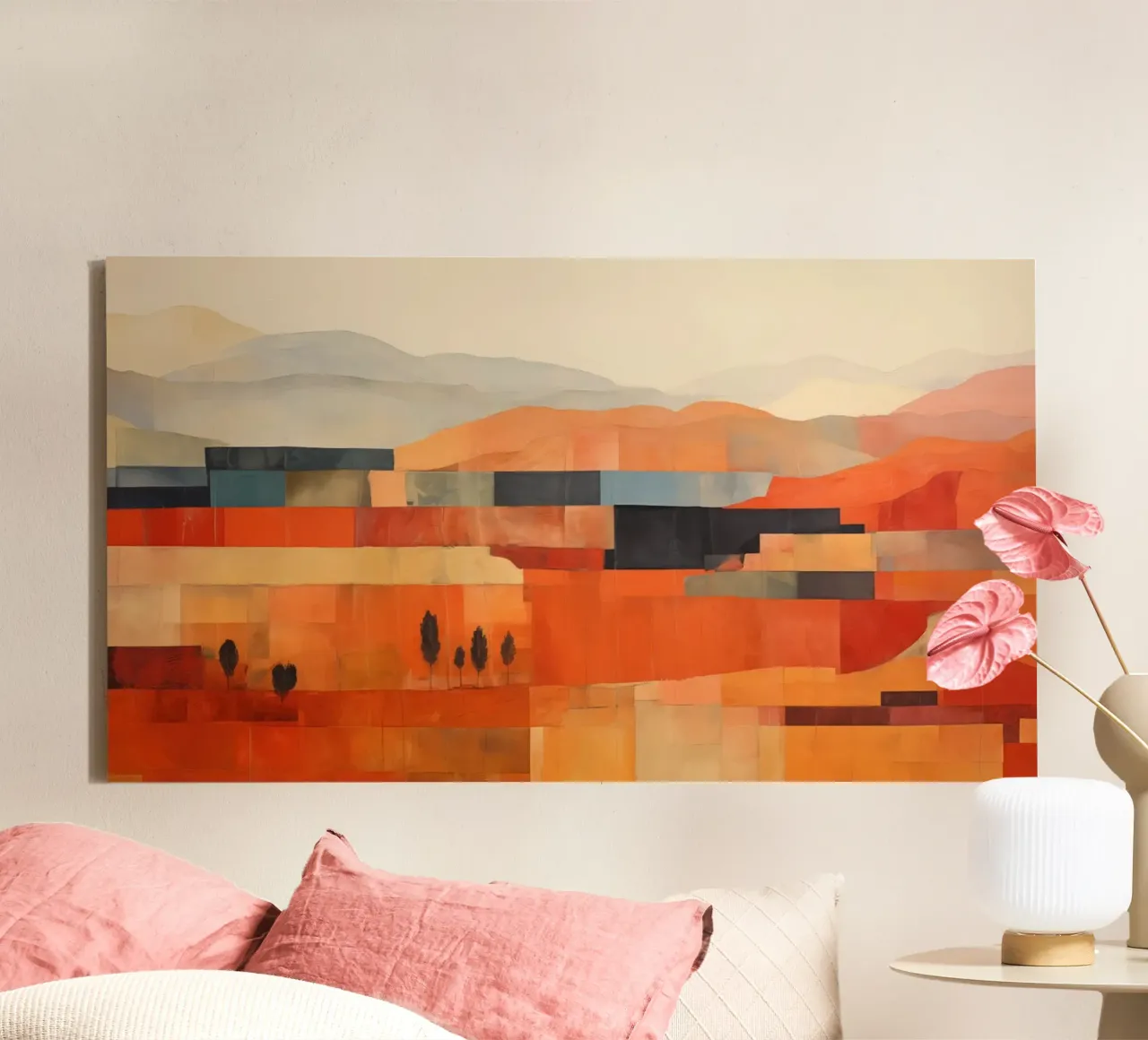 Abstract land canvas met Baklijst van Imagine