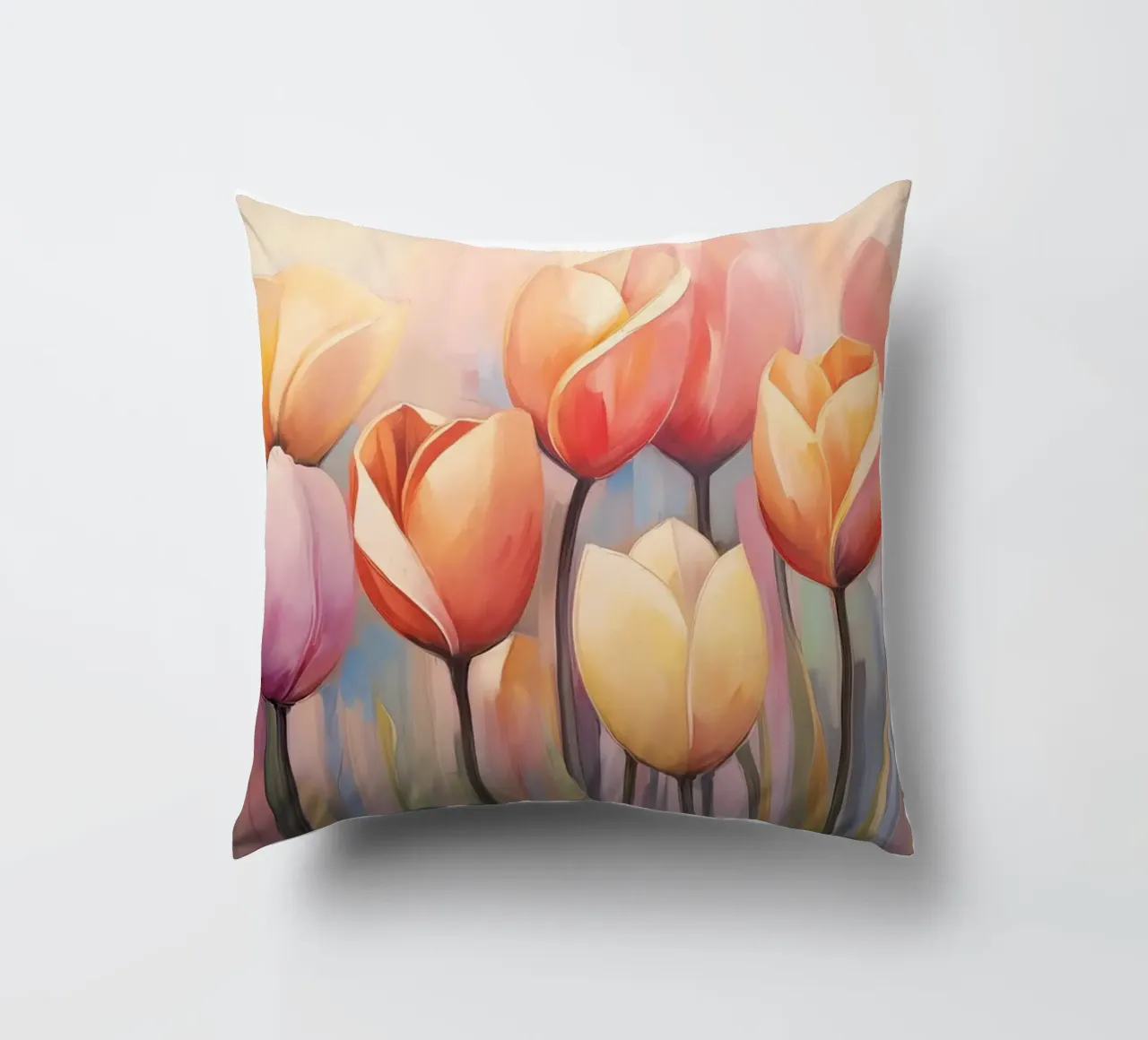 Coloured tulips decorative cushion by Imagine