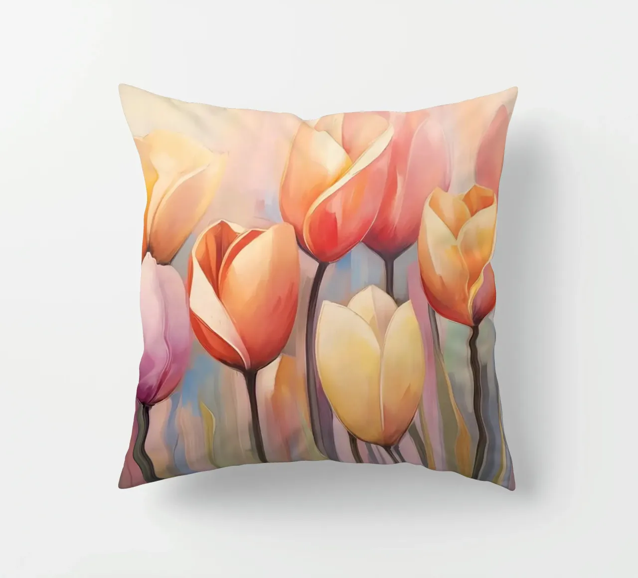 Coloured tulips decorative cushion by Imagine