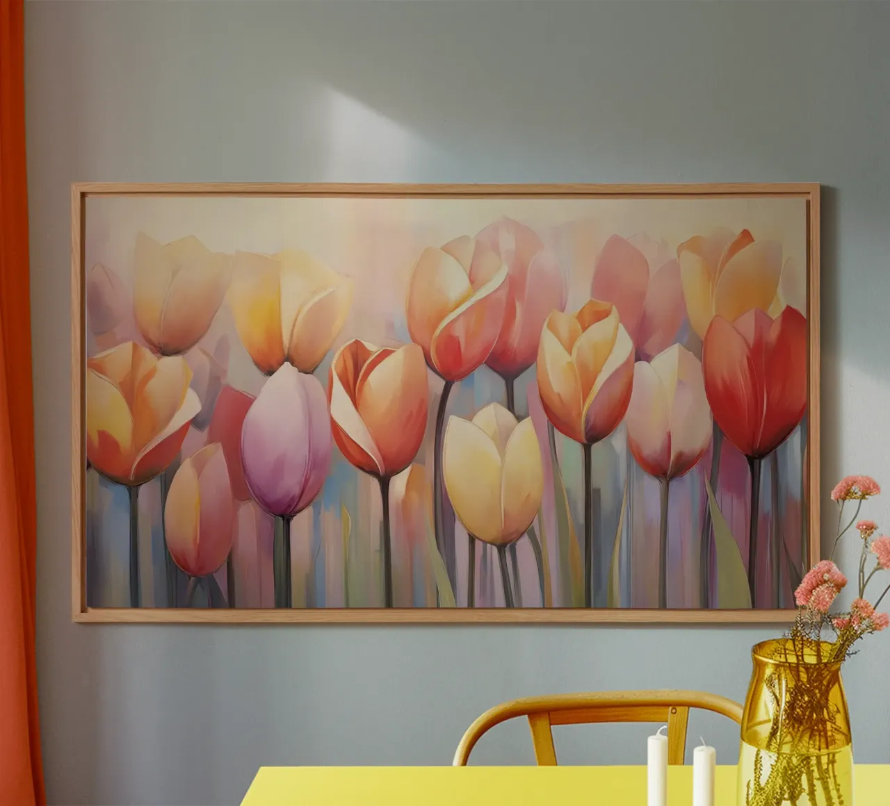 Coloured tulips alu-dibond by Imagine