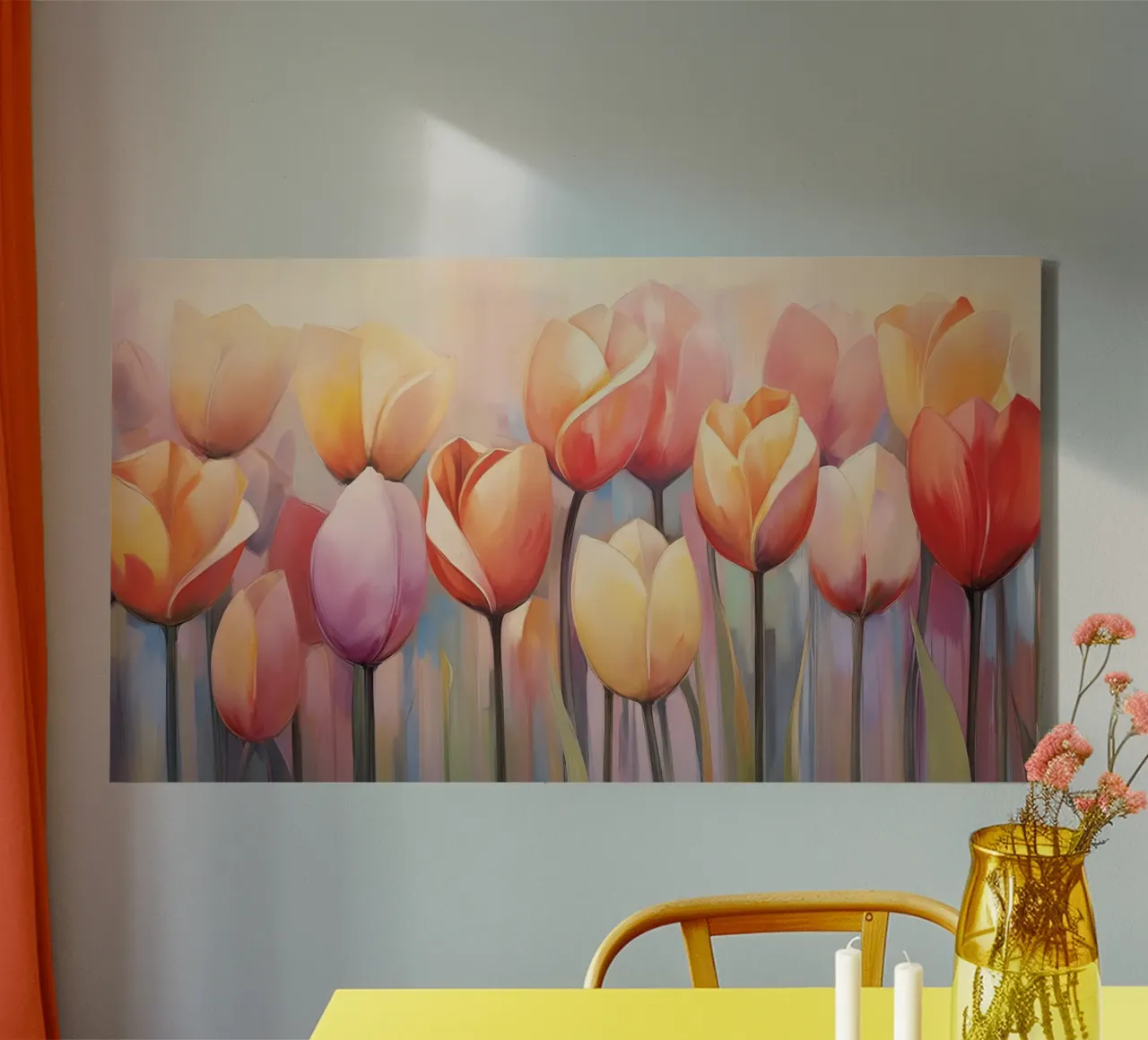 Tulipani colorati tela con Cornice a cassetta da Imagine