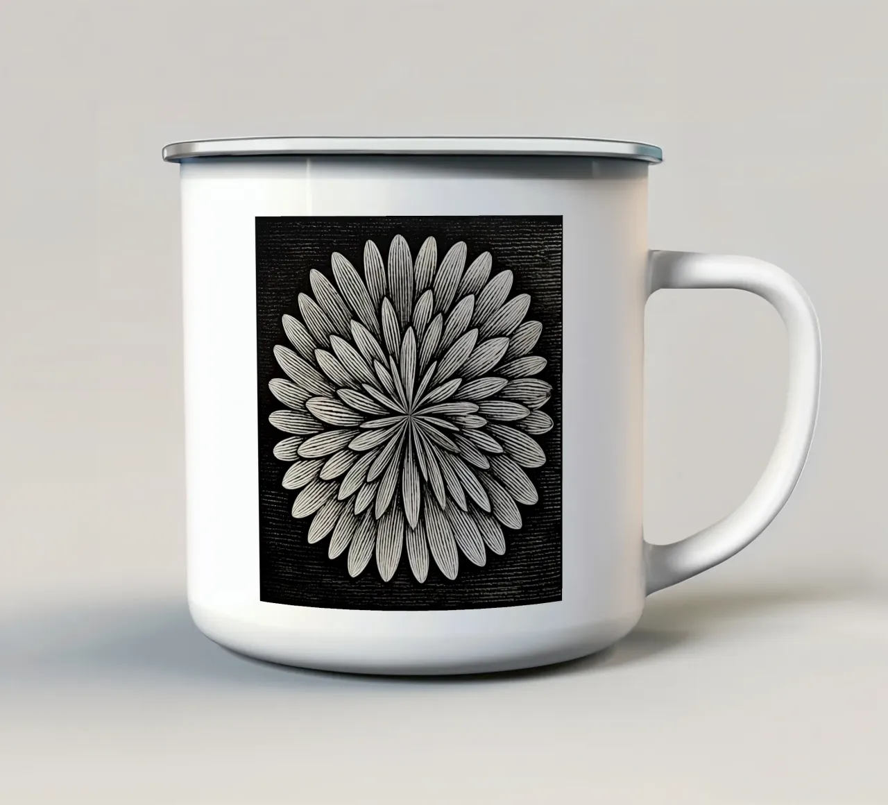 Fiore in bianco e nero tazza in smalto da Imagine