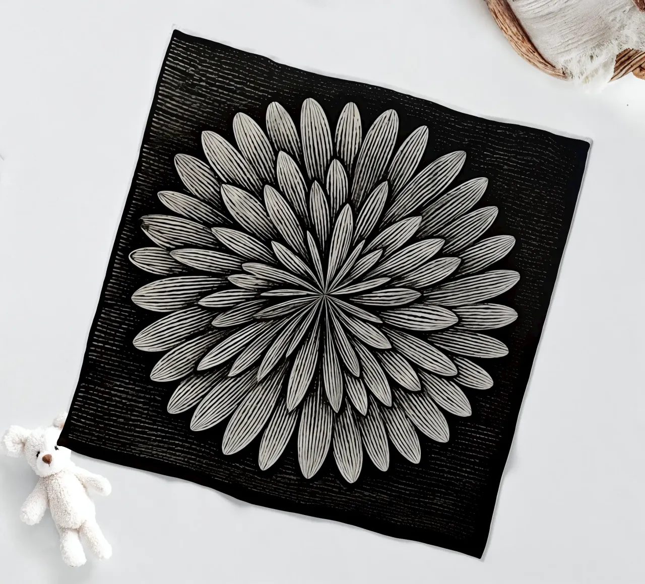 Fiore in bianco e nero coperta in pile da Imagine