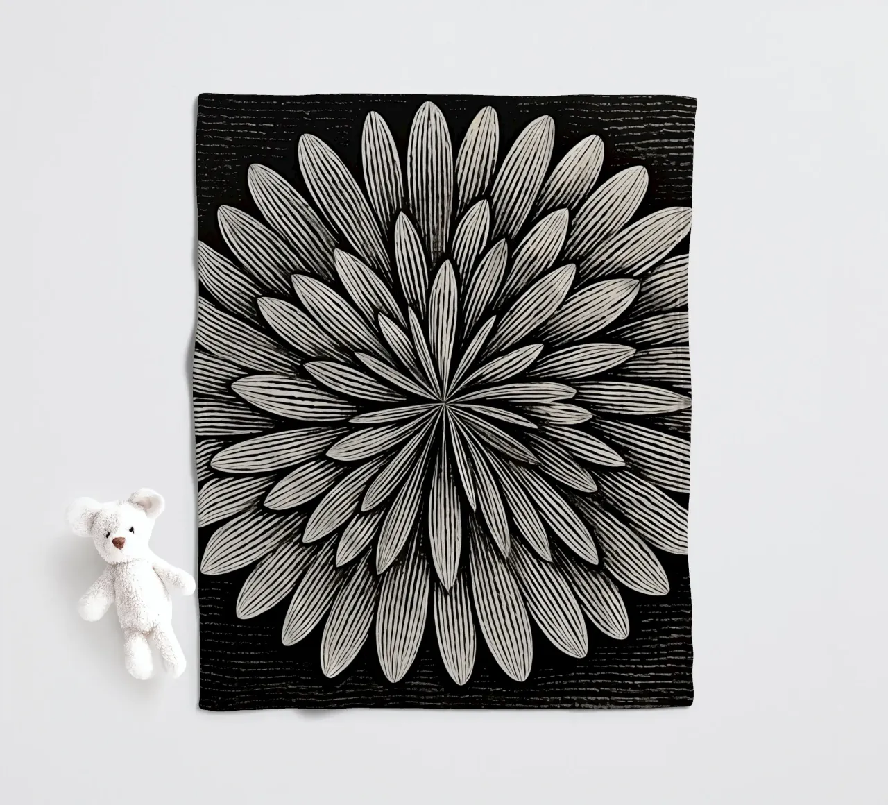Fiore in bianco e nero coperta in pile da Imagine