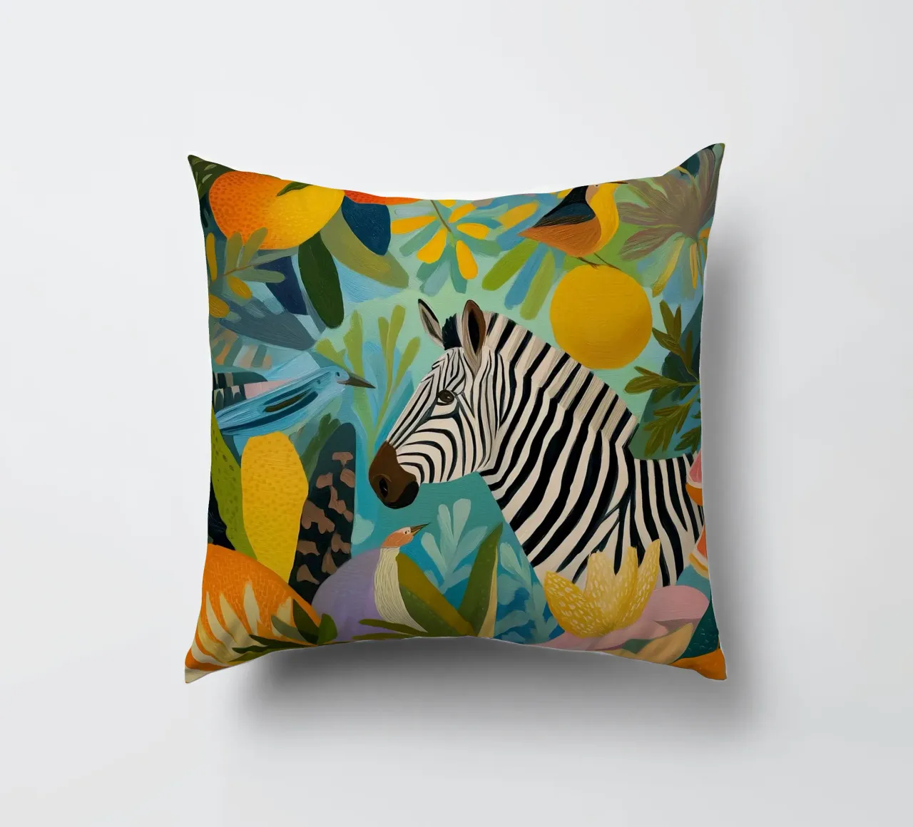 Zebra Paradise | Pittura naïf cuscino da Autofocus