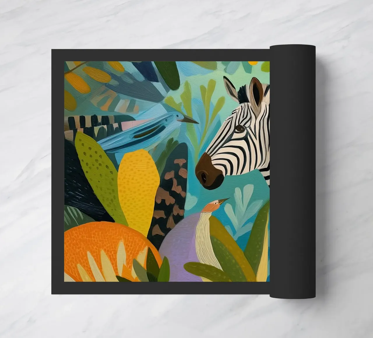 Zebra Paradise | Naive Painting doormat by Autofocus