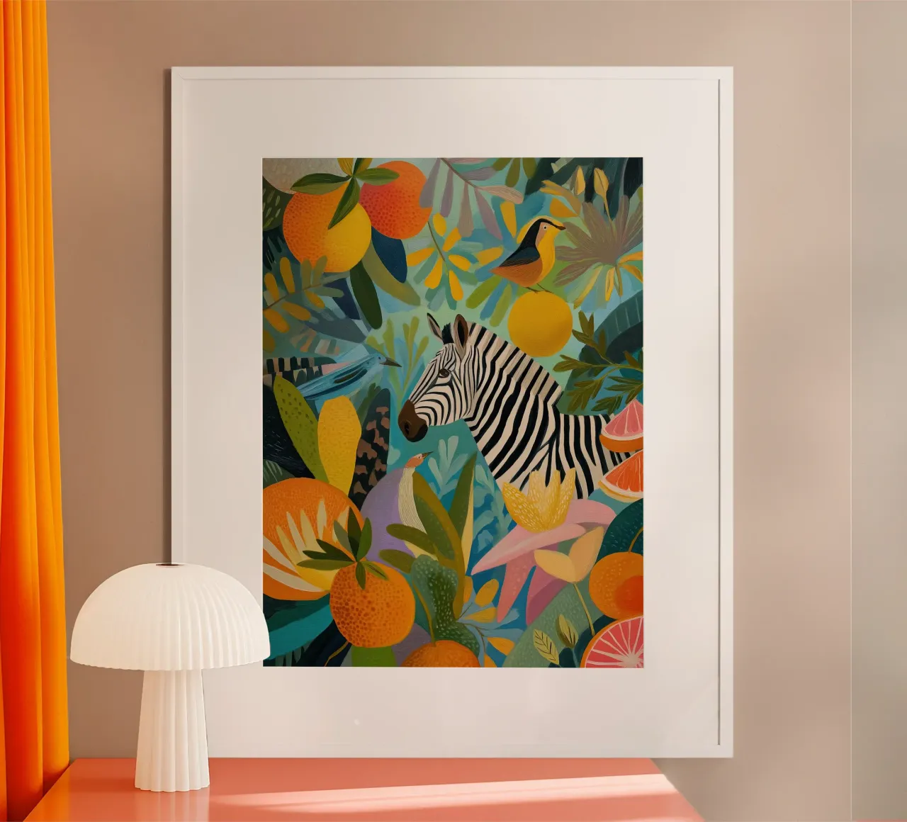 Zebra Paradise | Pittura naïf carta hahnemühle da Autofocus