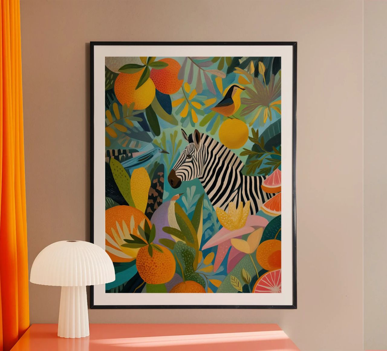 Zebra Paradise | Pittura naïf poster da Autofocus