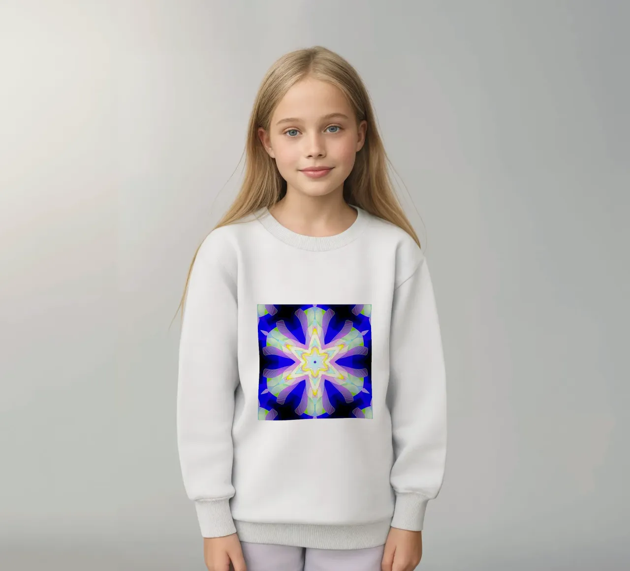 Caleidoscopio con forme ornamentali nei colori blu-viola-verde felpa bambino da Gürsel Yesil Digital Art