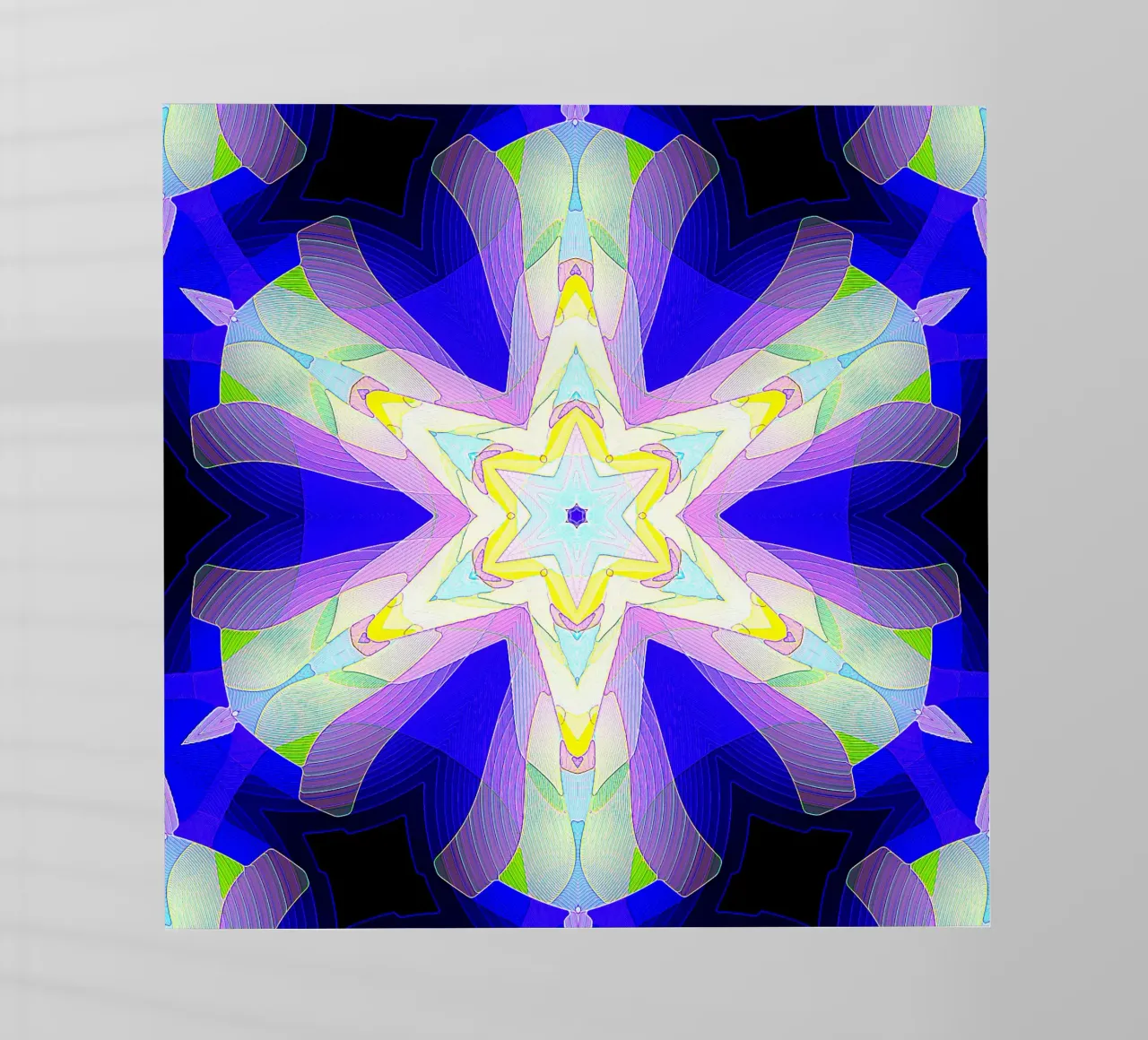 Caleidoscopio con forme ornamentali nei colori blu-viola-verde pellicola backlit da Gürsel Yesil Digital Art