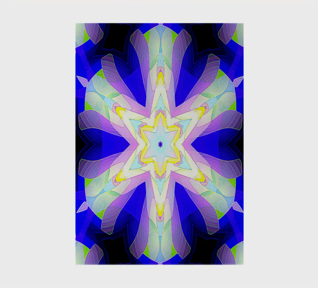 Kaléidoscope avec formes décorées en bleu, violet et vert carnet de notes de Gürsel Yesil Digital Art