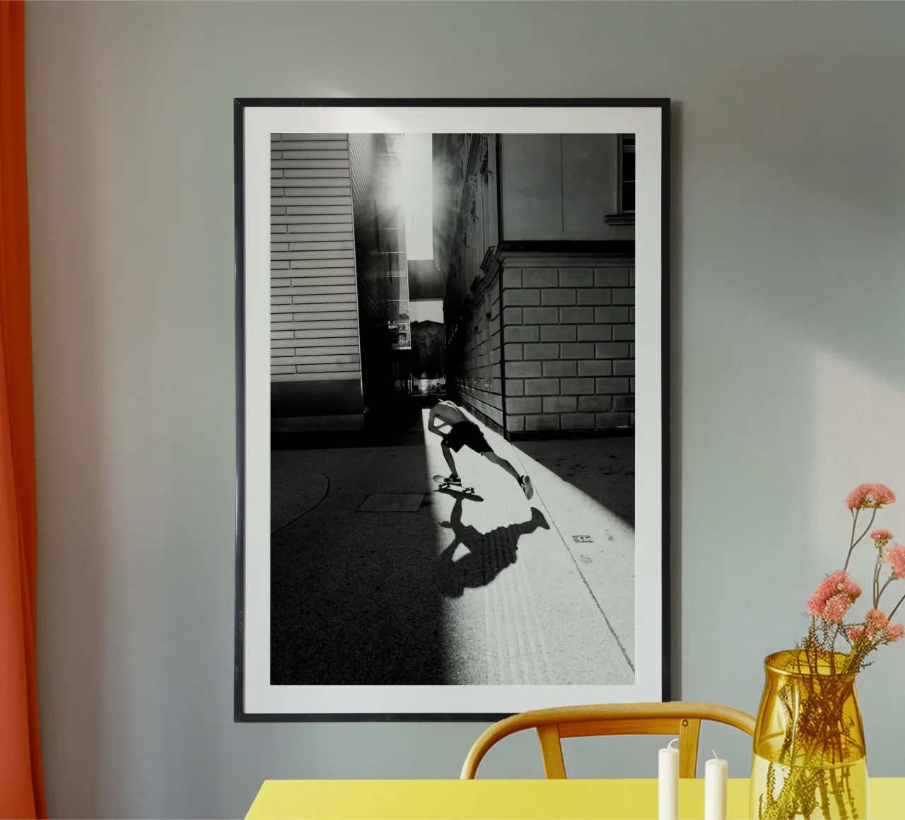 skater poster with wooden frame by Jonas Klein