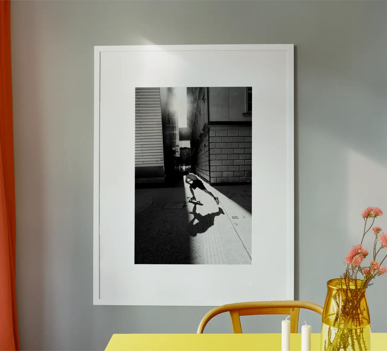 skater poster with wooden frame by Jonas Klein