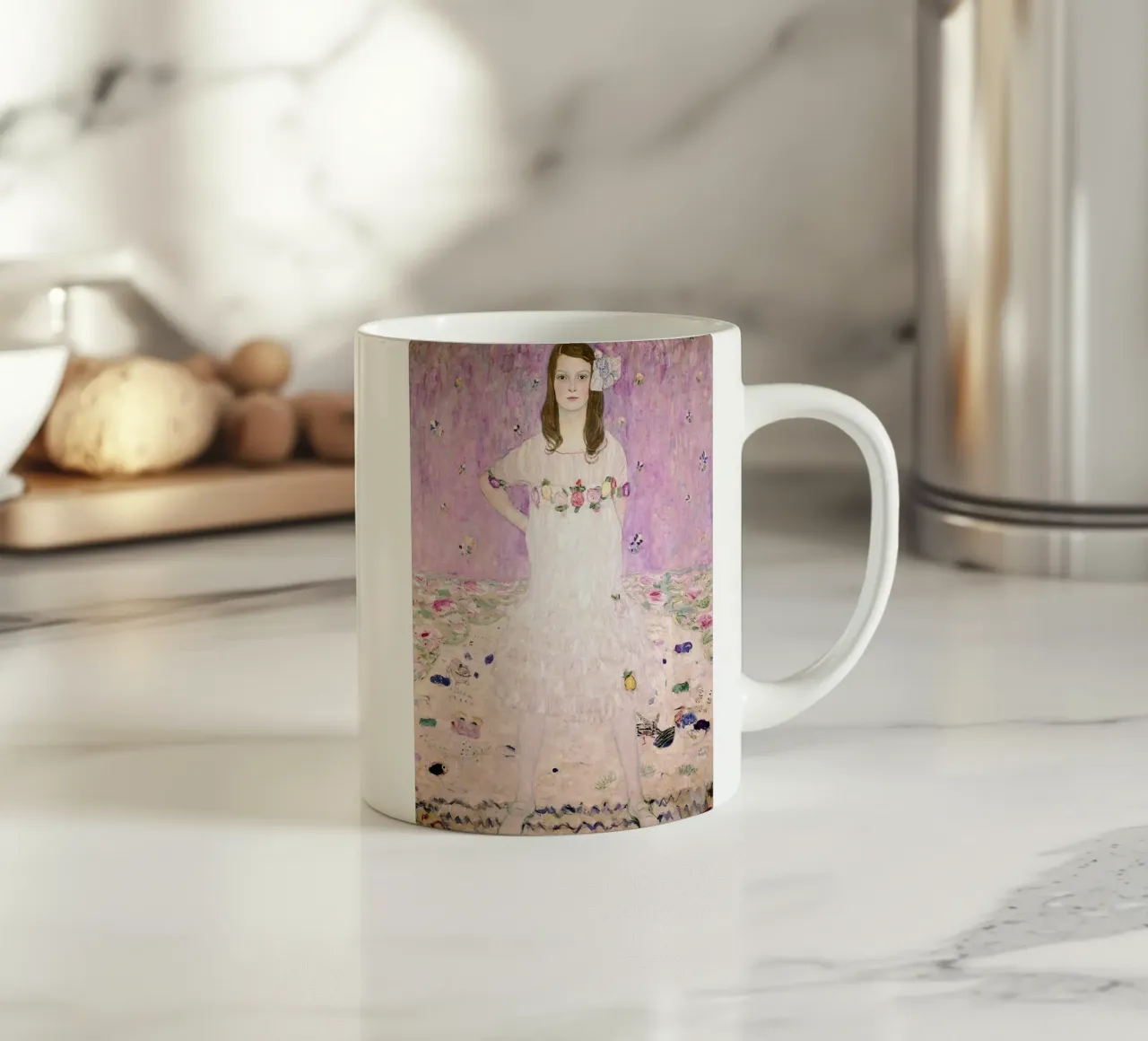 Girl In White Klimt ceramic mug by venbeshop