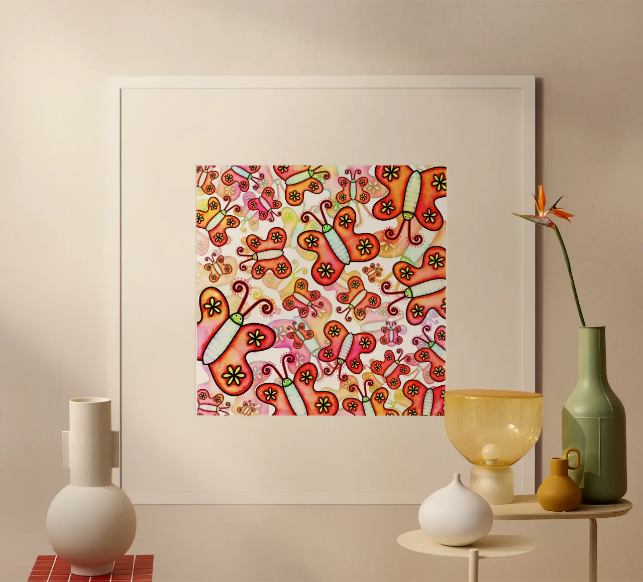Carnevale con scarabocchi di farfalle poster da Happy Littles