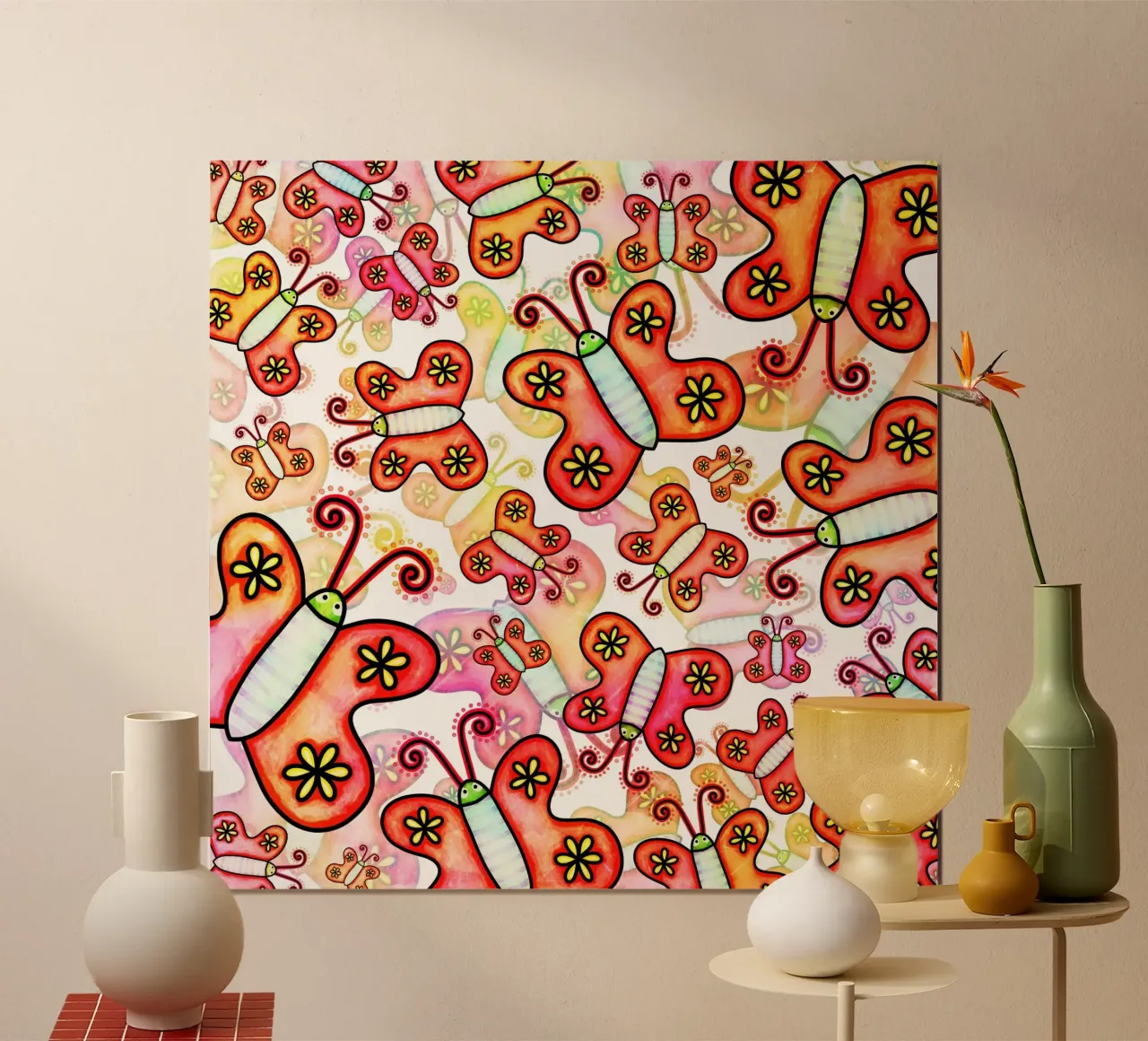 Carnevale con scarabocchi di farfalle poster da Happy Littles