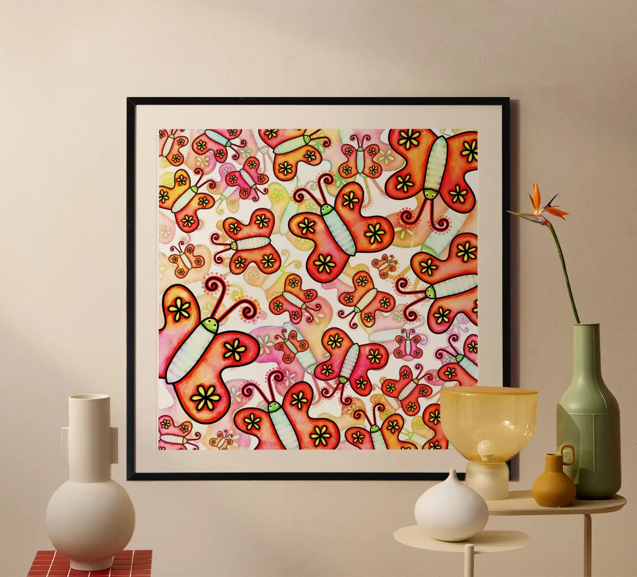Carnevale con scarabocchi di farfalle poster da Happy Littles