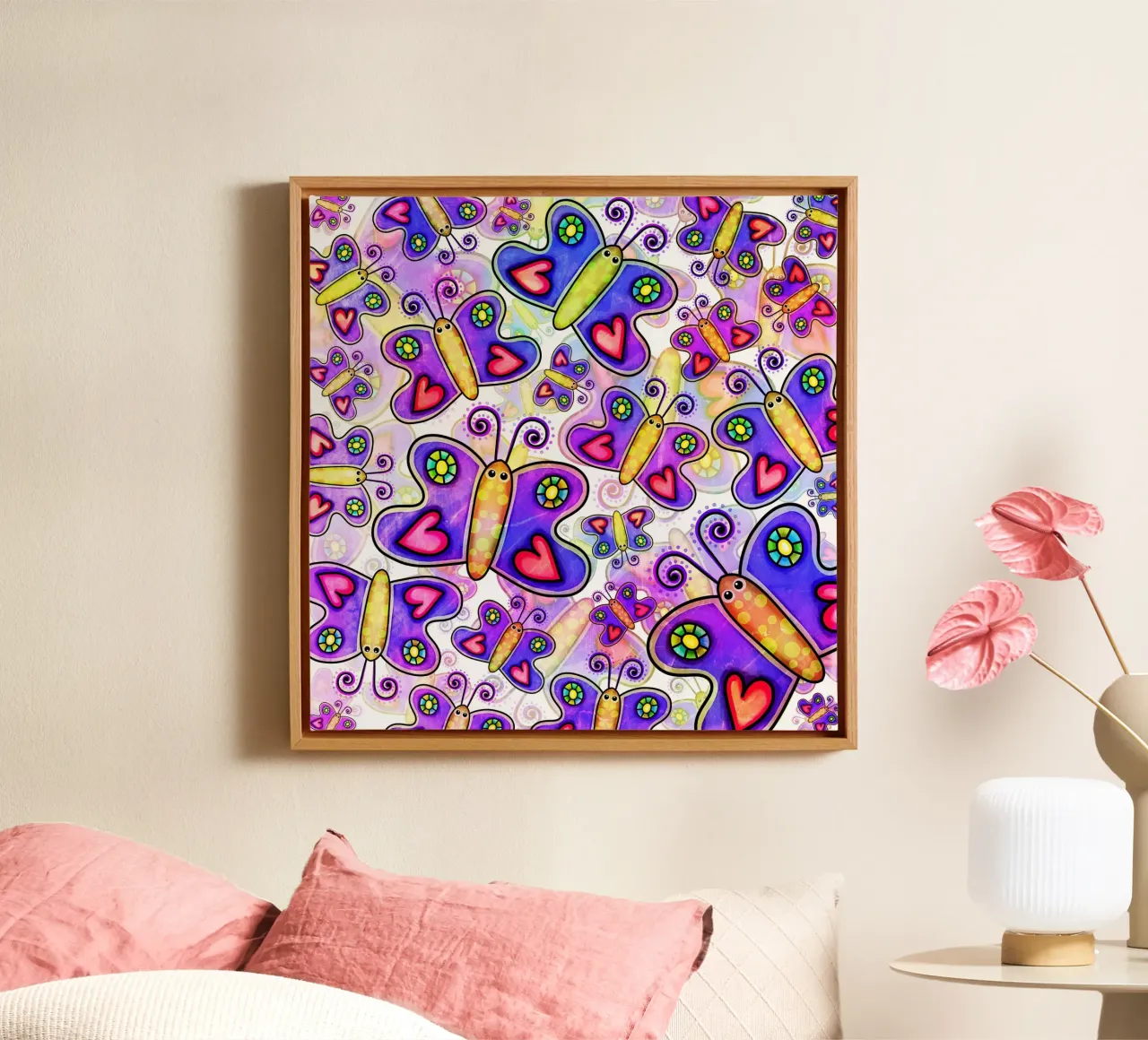 Vlinder Krabbel Carnaval canvas met Baklijst van Happy Littles
