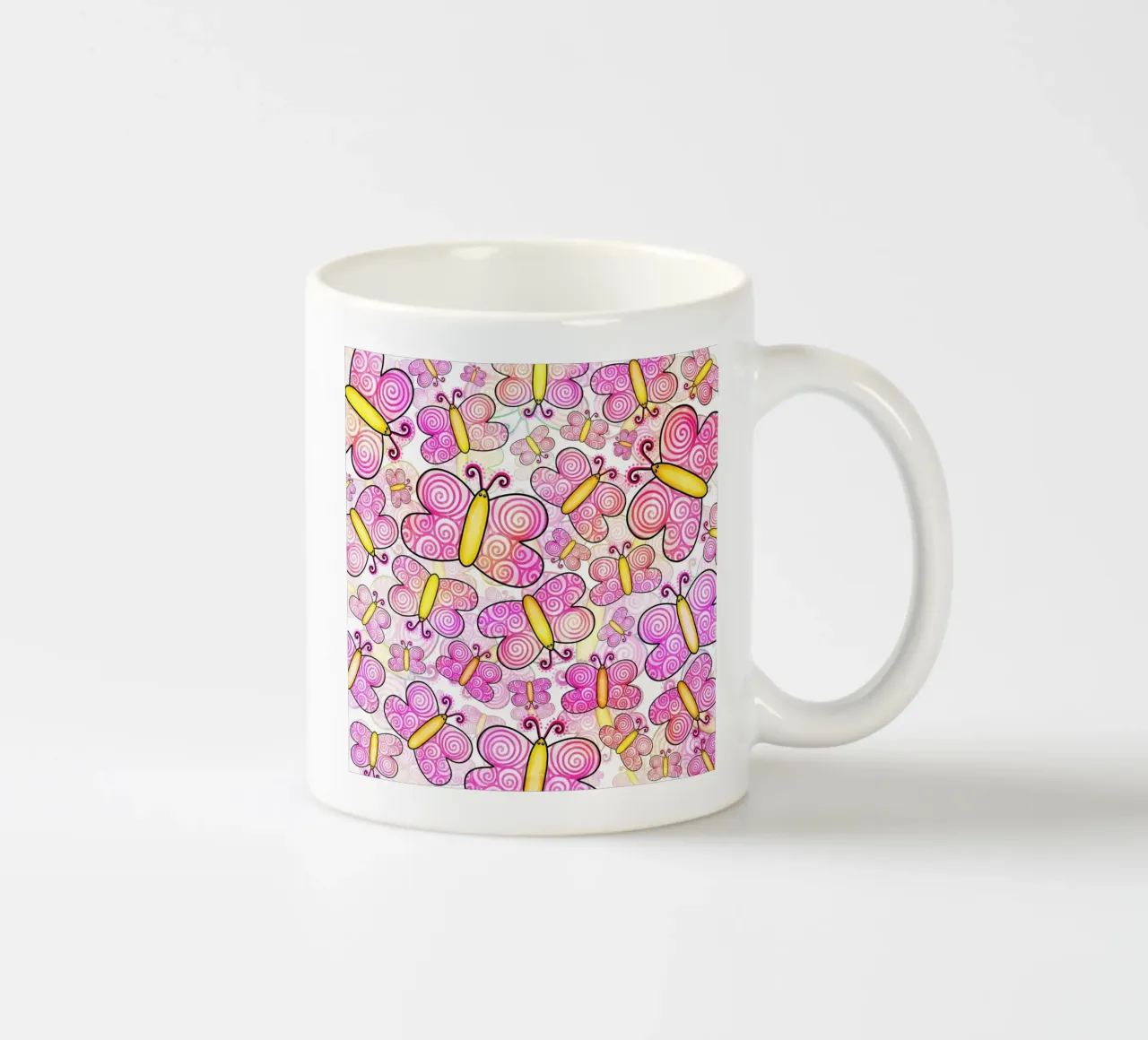 Carnevale con scarabocchi di farfalle tazza in ceramica da Happy Littles