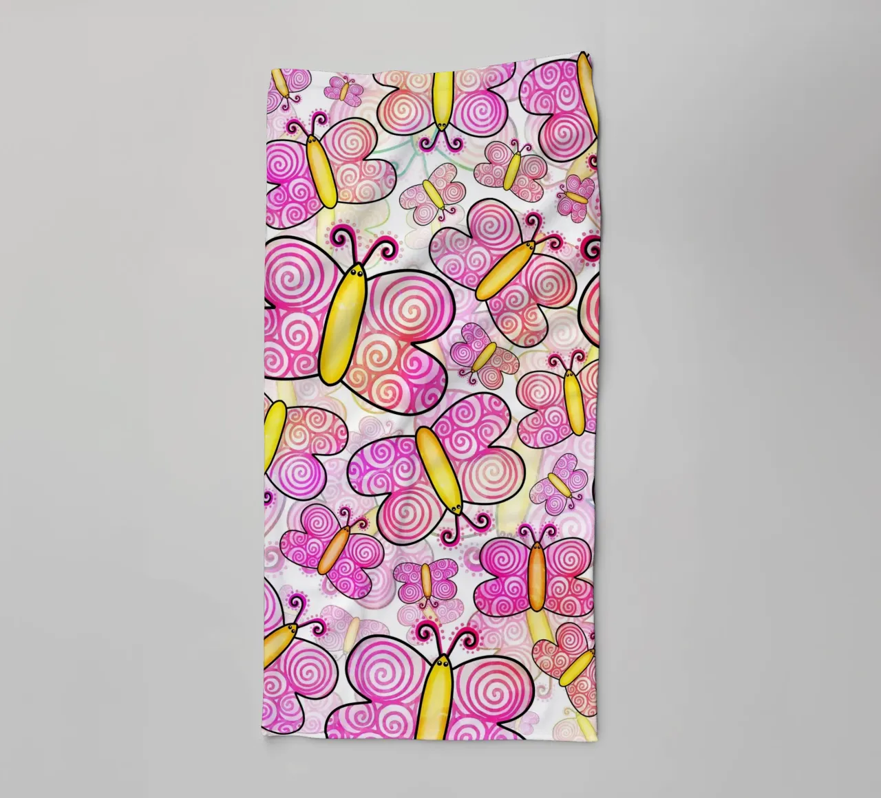 Carnevale con scarabocchi di farfalle asciugamano da bagno da Happy Littles