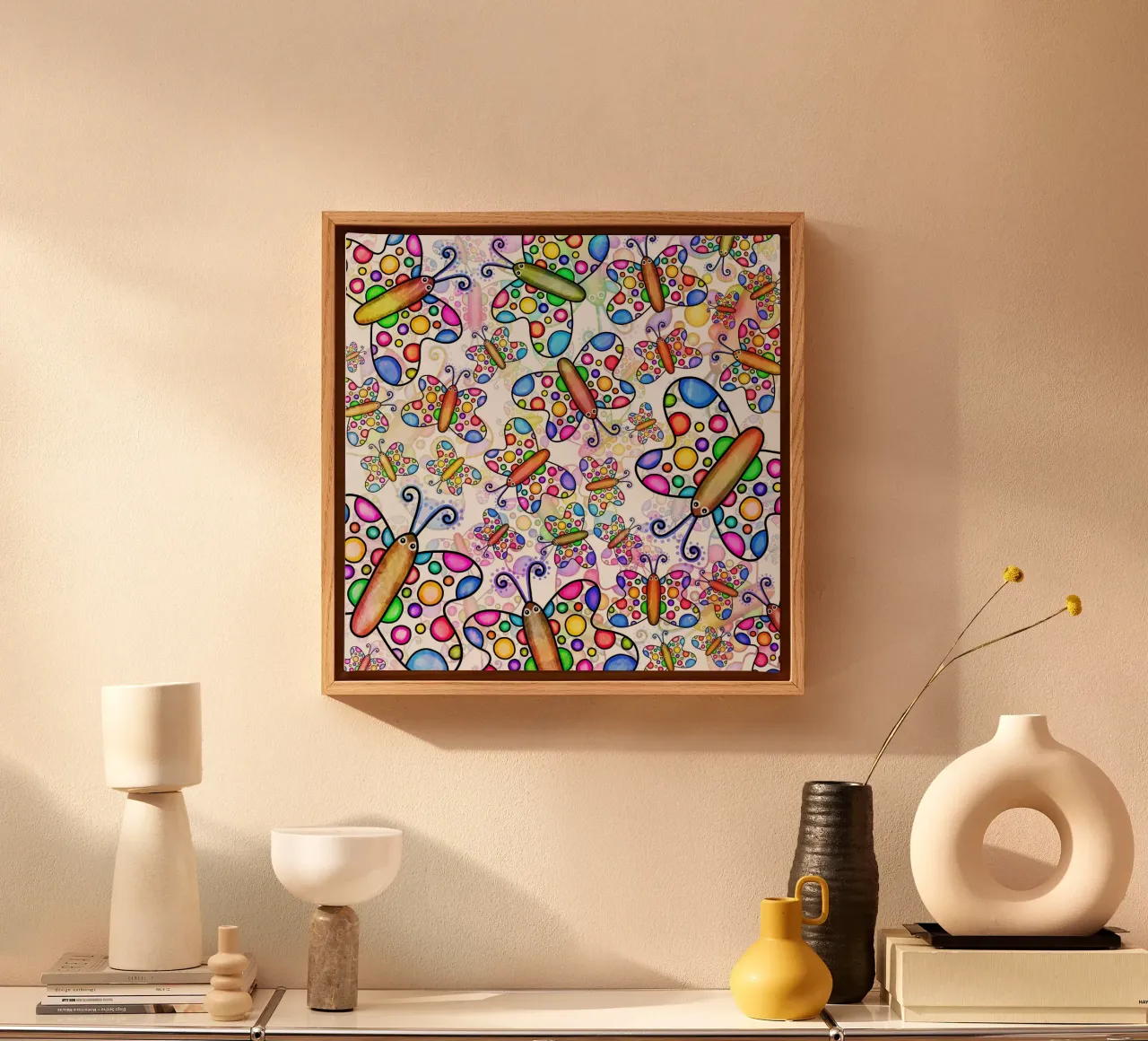 Vlinder Krabbel Carnaval canvas met Baklijst van Happy Littles