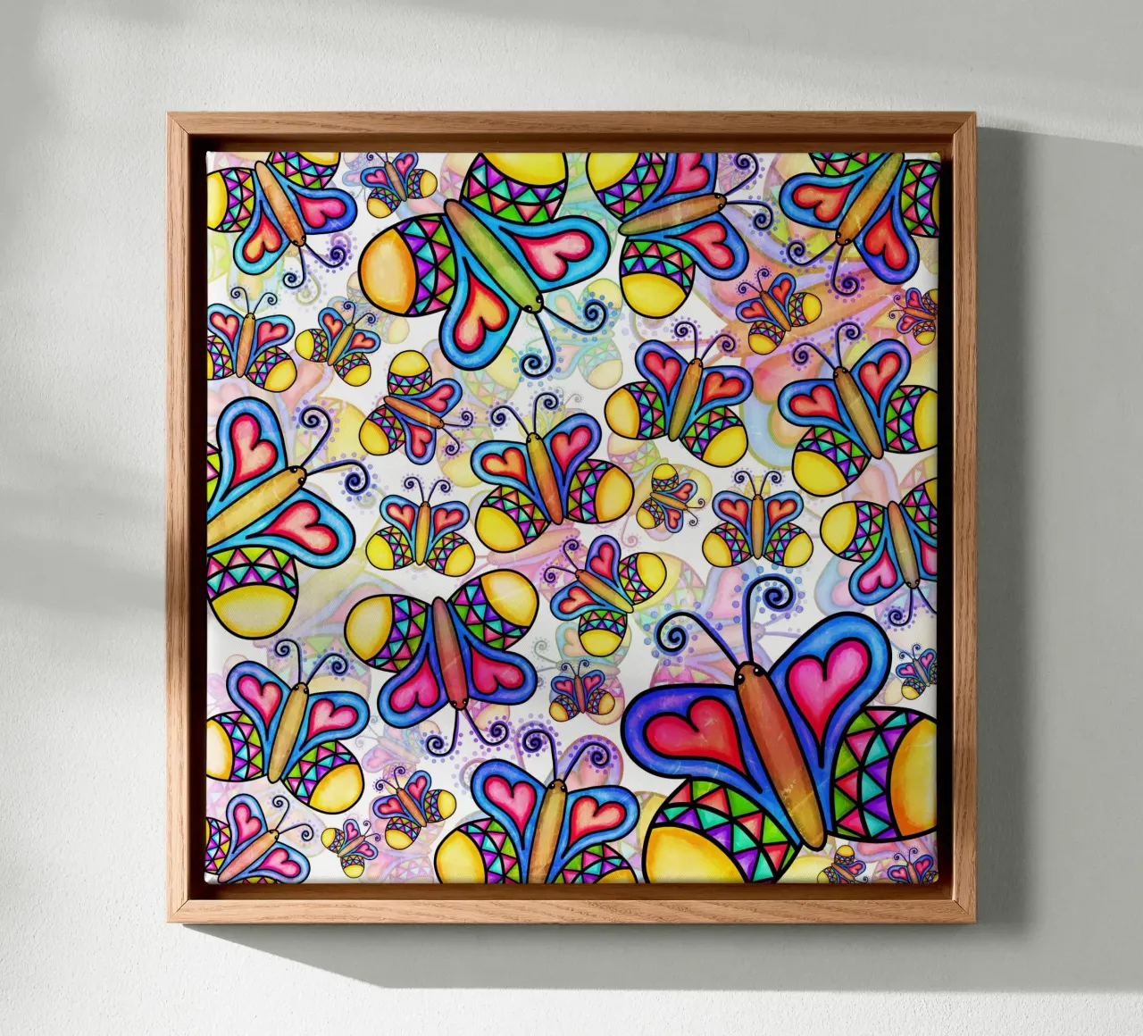 Vlinder Krabbel Carnaval canvas met Baklijst van Happy Littles