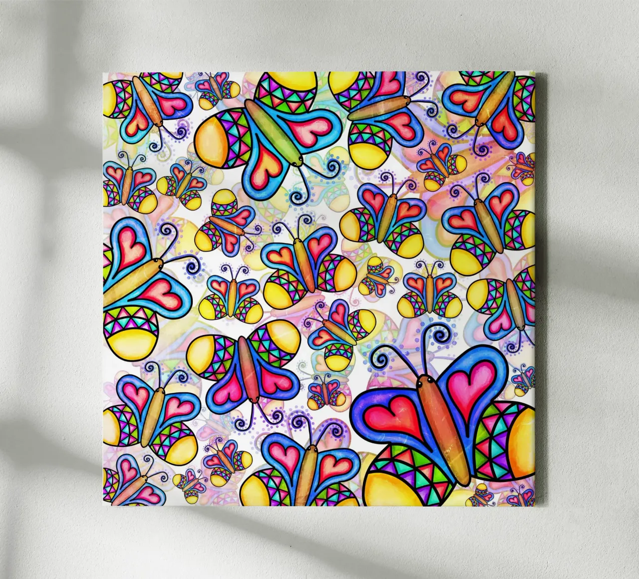 Vlinder Krabbel Carnaval canvas met Baklijst van Happy Littles